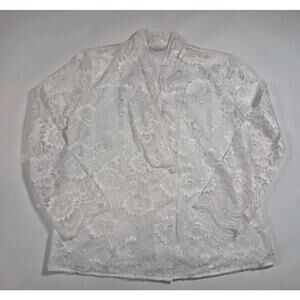 Vintage Anna Kriste Blouse Top Frill Lace White Made In USA Women’s Size 10